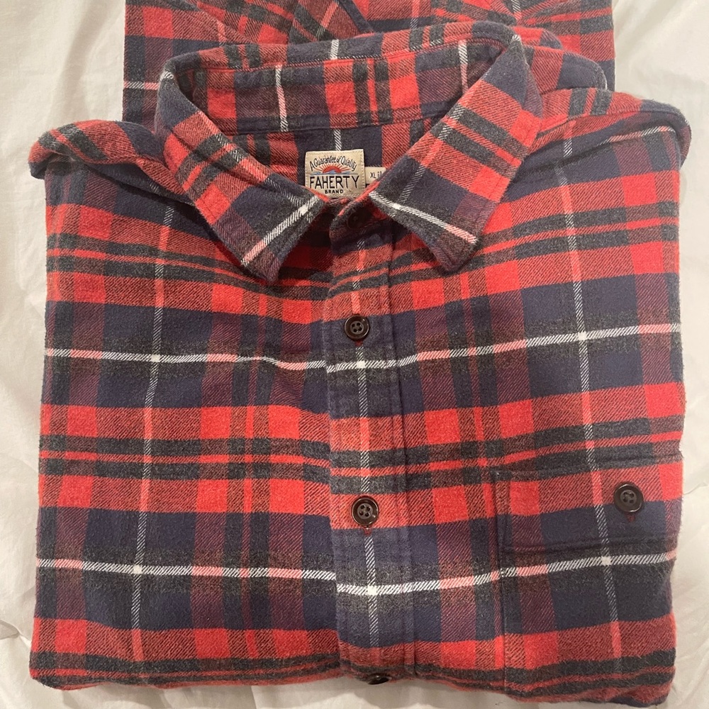Faherty Red and Blue Plaid Men's Shirt